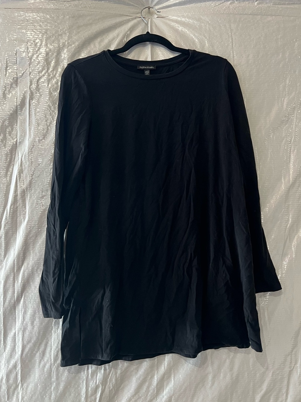 Eileen Fisher Black Long Sleeve Tunic T-Shirt Size Small